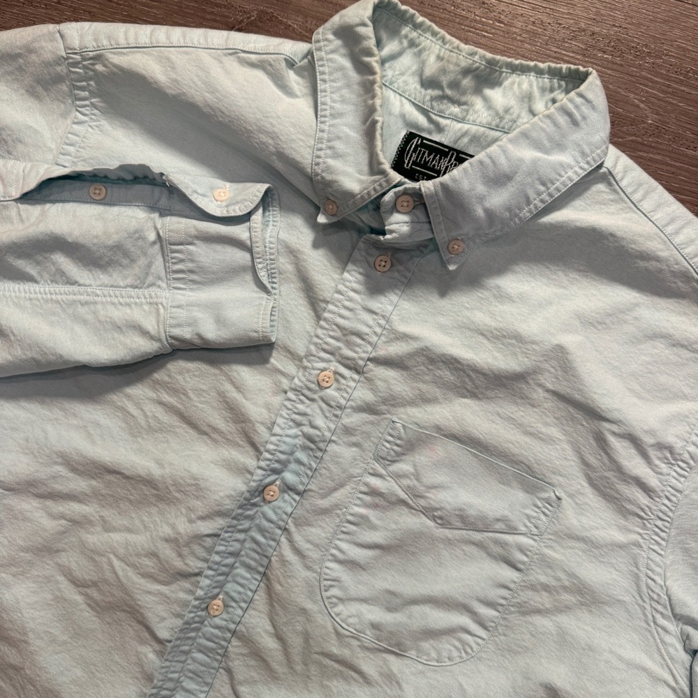 Vintage Gitman Bros Shirt Mens XL Blue Cotton Oxford OCBD Made in USA Button UP